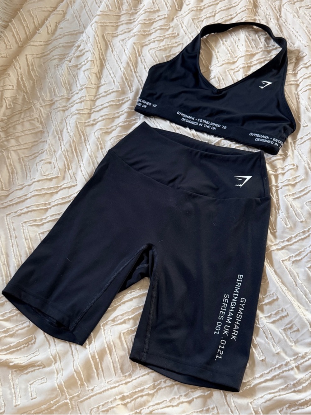 Gymshark Black Sports Bra with High-Waist Bike Shorts